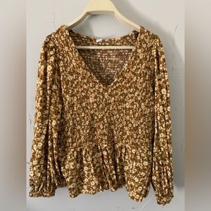 Old Navy Puff-Sleeve Floral Long Sleeve Blouse